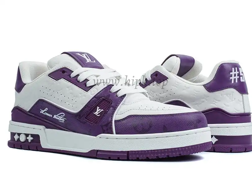 Pkgod Louis Vuitton Trainer White Purple Monogram retail materials ready to ship