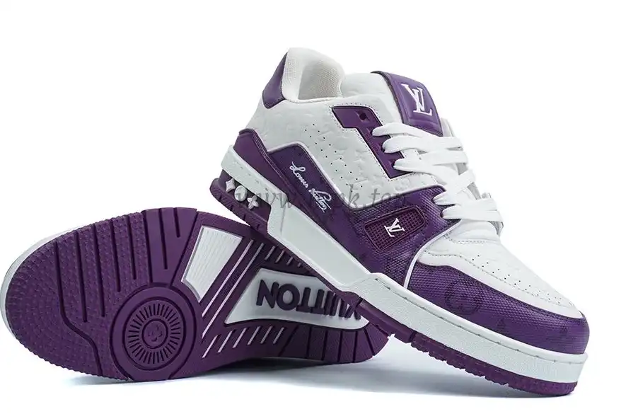 Pkgod Louis Vuitton Trainer White Purple Monogram retail materials ready to ship