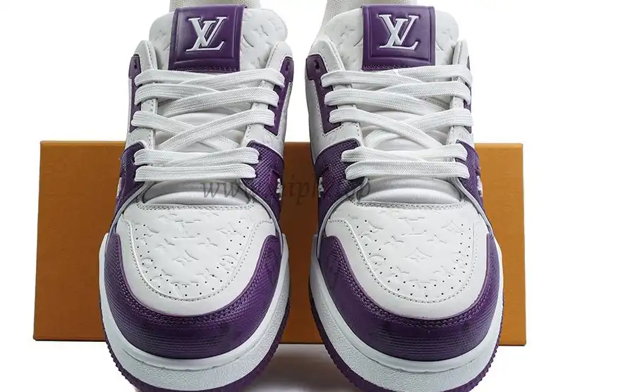 Pkgod Louis Vuitton Trainer White Purple Monogram retail materials ready to ship