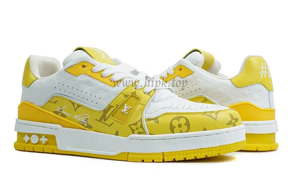 Pkgod Louis Vuitton TrainerWhite Yellow Monogram retail materials ready to ship