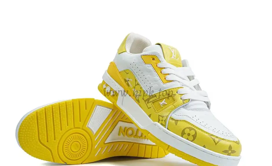 Pkgod Louis Vuitton TrainerWhite Yellow Monogram retail materials ready to ship