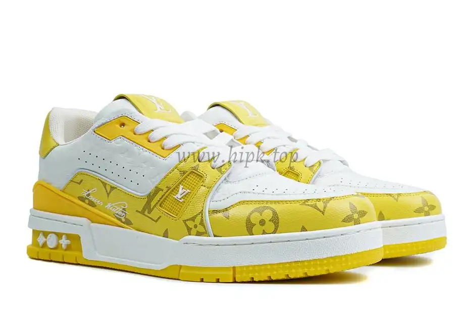 Pkgod Louis Vuitton TrainerWhite Yellow Monogram retail materials ready to ship