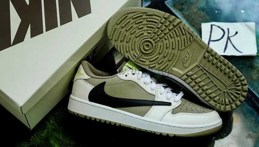 PK5.0 Jordan 1 Retro Low Golf Travis Scott Neutral Olive RETAIL MATERIALS READY TO SHIP