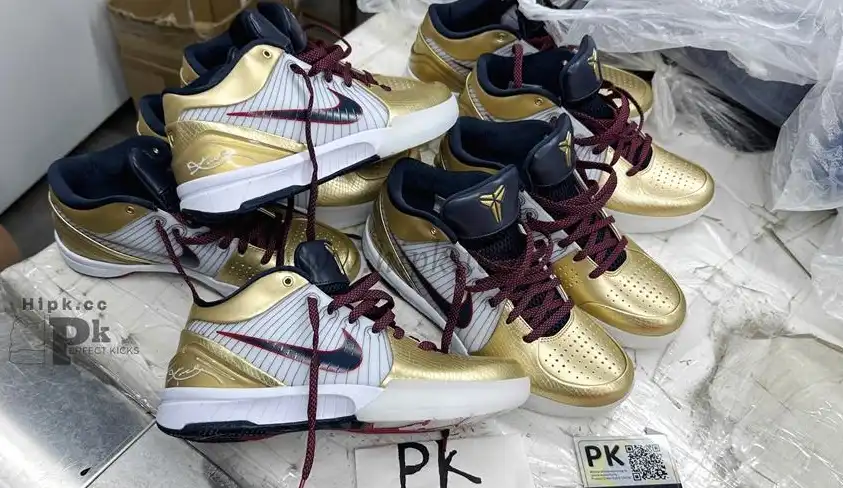 PK God Kobe 4 Protro Metallic Gold and Dark Obsidian RETAIL MATERIALS READY TO SHIP