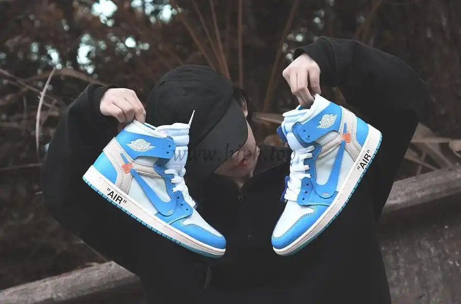 PK GOD X YIFU RETAIL FACTORYOFF WHITE X AIR JORDAN 1 POWDER BLUE UNC RETAIL MATERIALS ready limited