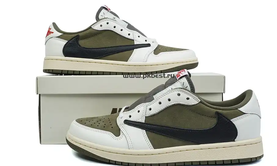 PK5.0 JORDAN 1 RETRO LOW Medium Olive TRAVIS SCOTT NEUTRAL OLIVE RETAIL MATERIALS READY TO SHIP