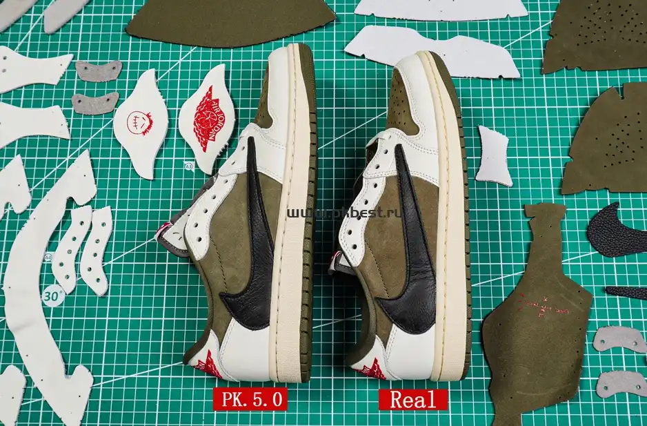 PK5.0 JORDAN 1 RETRO LOW Medium Olive TRAVIS SCOTT NEUTRAL OLIVE RETAIL MATERIALS READY TO SHIP