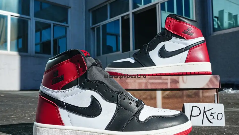 PK5.0 Jordan Air Jordan 1 “Black Toe Reimagined” White black red RETAIL MATERIALS READY TO SHIP