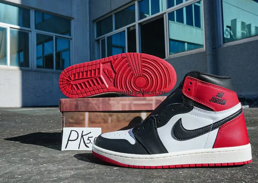 PK5.0 Jordan Air Jordan 1 “Black Toe Reimagined” White black red RETAIL MATERIALS READY TO SHIP