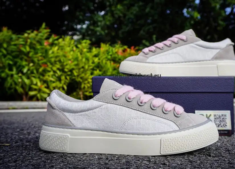 PK GOD Dior B33 TENNIS  DO  EMBROIDERED  CANV Gray & PINK RETAIL MATERIALS READY TO SHIP