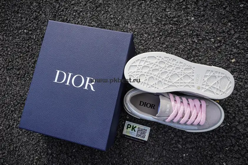 PK GOD Dior B33 TENNIS  DO  EMBROIDERED  CANV Gray & PINK RETAIL MATERIALS READY TO SHIP