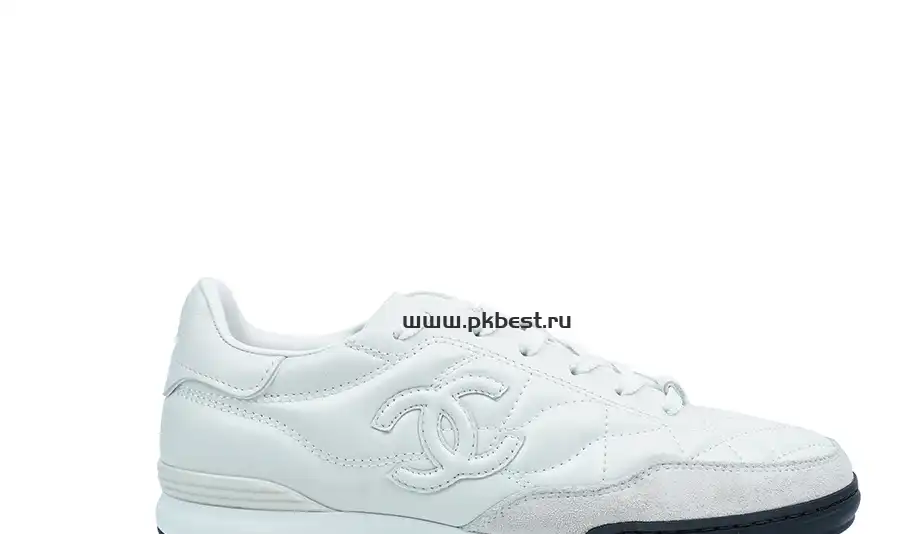 PK GOD CHANEL Shiny Calfskin Suede Quilted CC Logo Sneakers White RETAIL MATERIALS READY TO SHIP