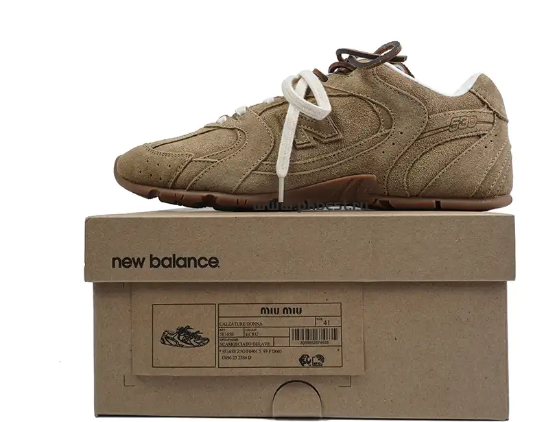 PK GOD New Balance x MIU MIU  NB 530 SL hazel RETAIL MATERIALS READY TO SHIP