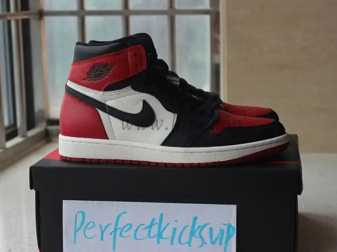 PK GOD AIR JORDAN 1 BRED TOE BEST VERSION THE ONLY CORRECT RETAIL LEATHER IN THE MARKET