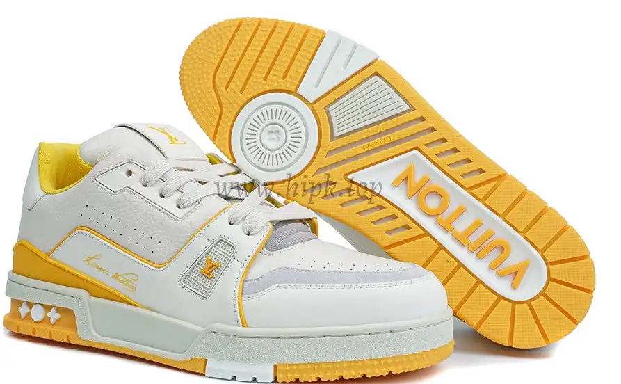 PK god Louis Vuitton LV Trainer #54 Signature yellow White retail materials ready to ship