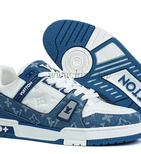 PK god Louis Vuitton LV Trainer Monogram Denim Light Blue retail materials ready to ship