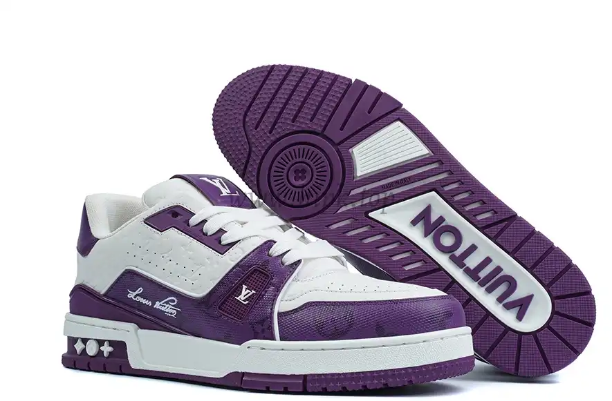 Pkgod Louis Vuitton Trainer White Purple Monogram retail materials ready to ship