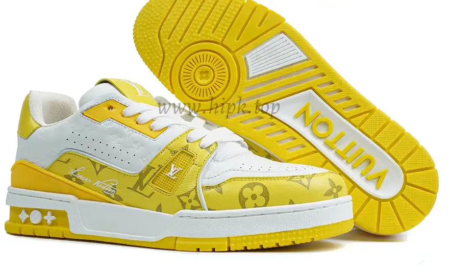 Pkgod Louis Vuitton TrainerWhite Yellow Monogram retail materials ready to ship