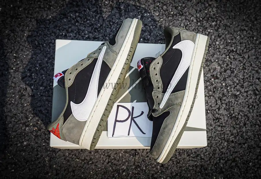 PK GOD Jordan 1 Retro Low OG SP Travis Scott Black Olive RETAIL MATERIALS READY TO SHIP