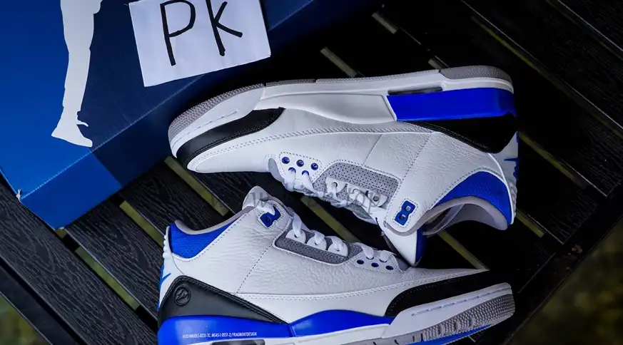 PK GOD Jordan 3 Retro Fragment Blue RETAIL MATERIALS READY TO SHIP