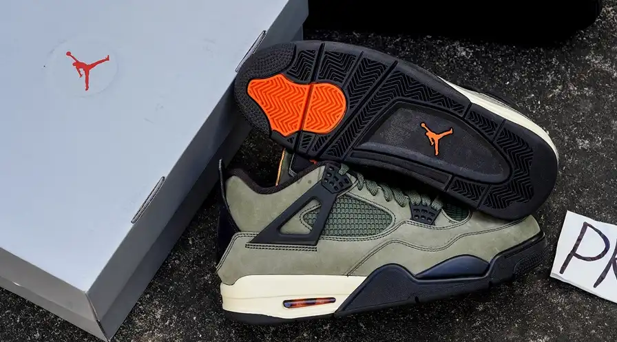 PK GOD Jordan 4 Undefeated Travis Scott Olive RETAIL MATERIALS READY TO SHIP