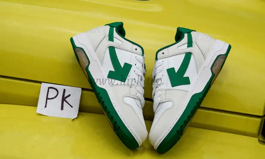 PK GOD OFF-WHITE Out Of Office Low Tops White Green RETAIL MATERIALS READY TO SHIP