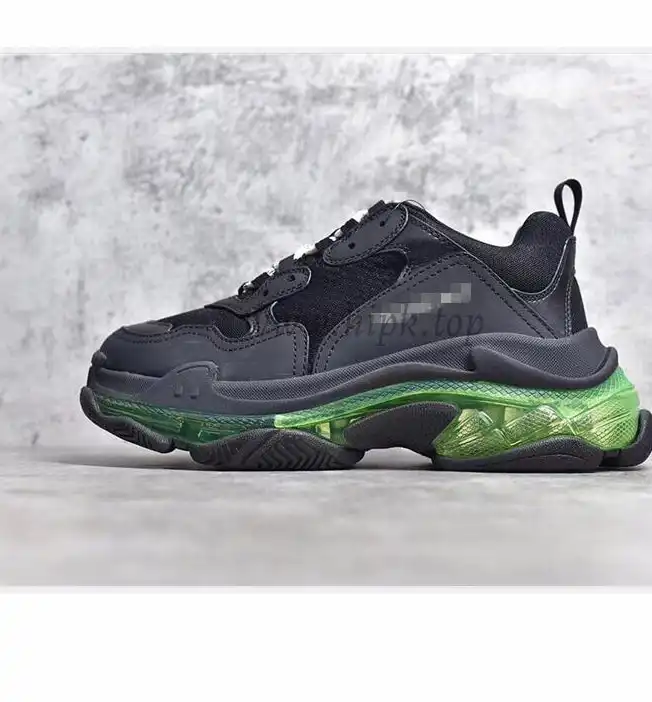 PK GOD PARIS TRIPLE S CLEAR SOLE TRAINER Black Green real materials READY TO SHIP