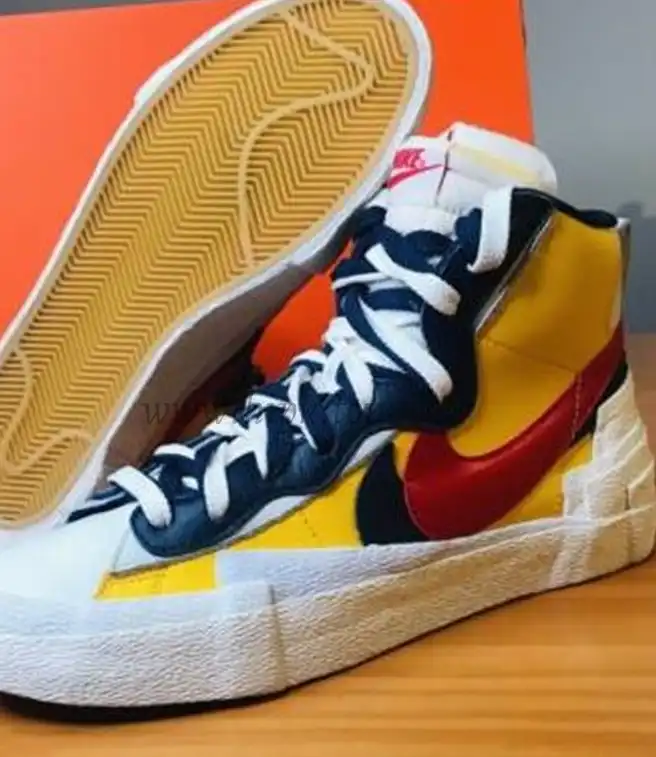 PK God exclusive Nike Sacai Blazer Hi Snow Beach MID yellow with real materails ready to ship