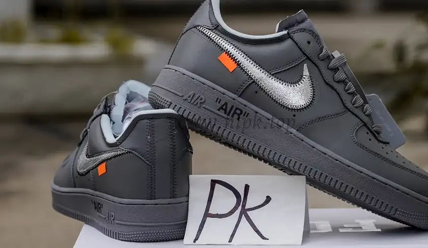 PK5.0 Nike Off-White Air Force 1 Ghost Grey Metallic Silver RETAIL MATERIALS READY TO SHIP