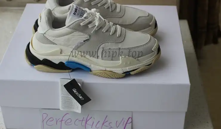 God Paris Triple S Trainers White Blue Black BB