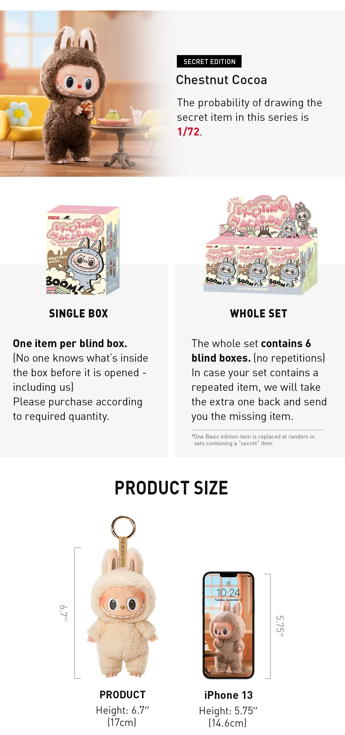 1st Kicks GoAnywhere 7734 Labubu The Monsters Exciting Macaron Series Plush Pendant Blind Box