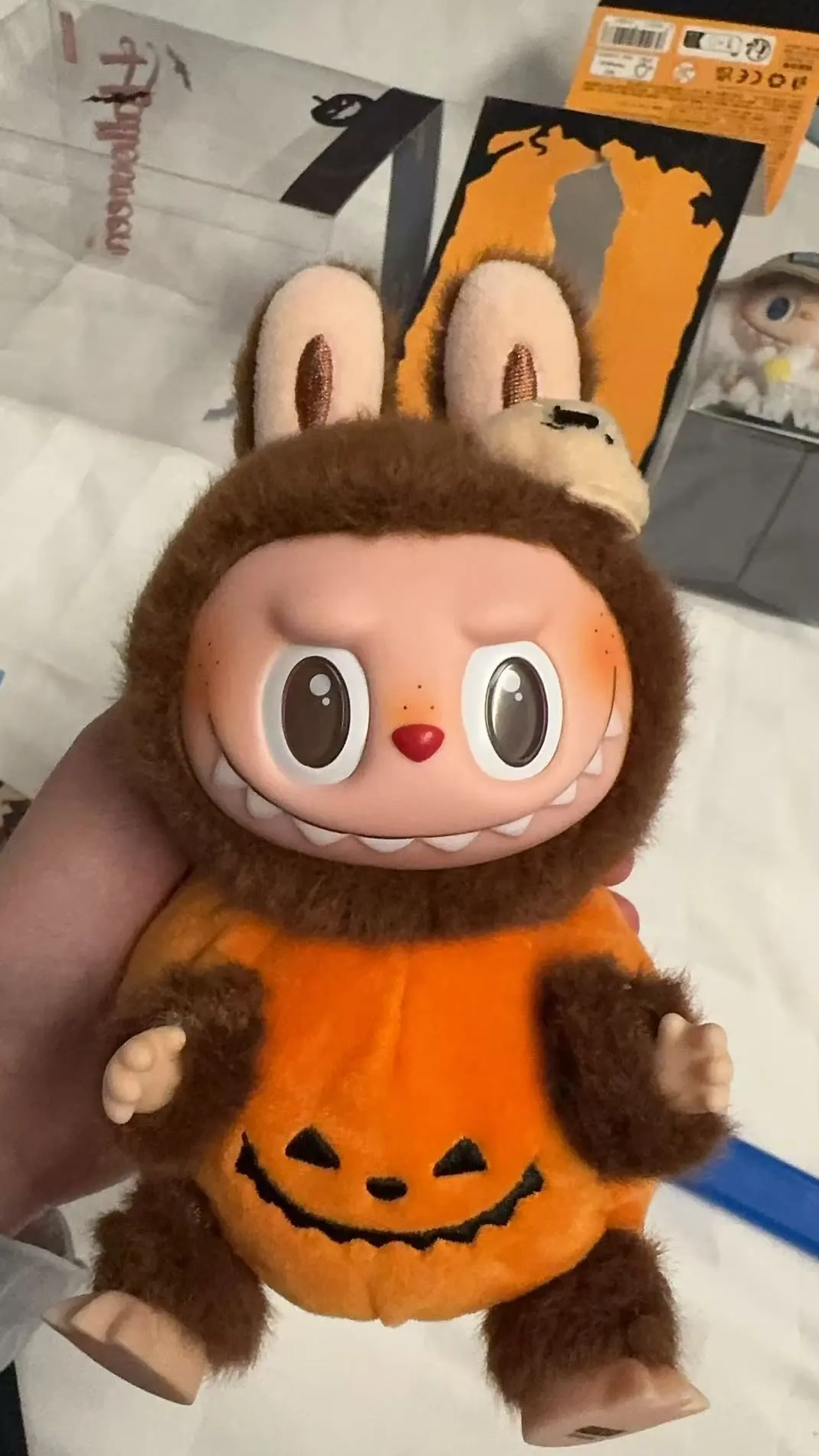 LABUBU Happy Halloween Party Series-Sitting Pumpkin Vinyl Plush Pendant Trendy 9485