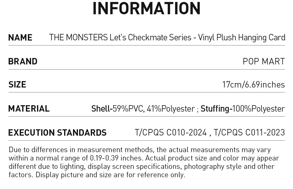 The Monsters Labubu Let's Checkmate Series Vinyl Plush Hanging Card Cozy 688
