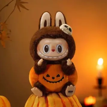 Vibrant 7425 LABUBU Happy Halloween Party Series-Sitting Pumpkin Vinyl Plush Pendant