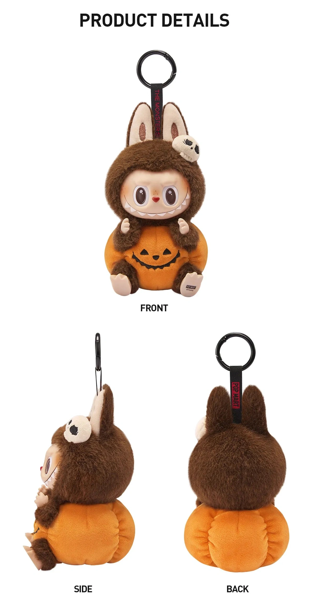 Vibrant 7425 LABUBU Happy Halloween Party Series-Sitting Pumpkin Vinyl Plush Pendant