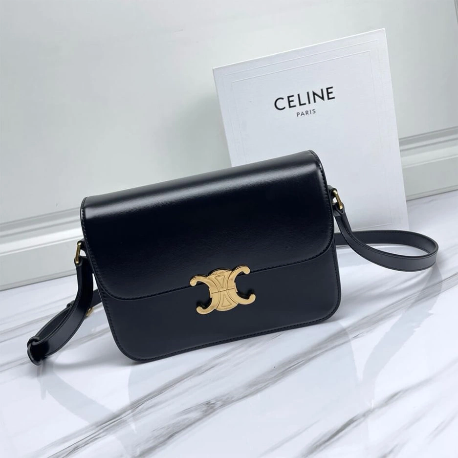 CELINE CLASSIQUE TRIOMPHE BAG IN SHINY CALFSKIN(high-end grade) Supportive 1637
