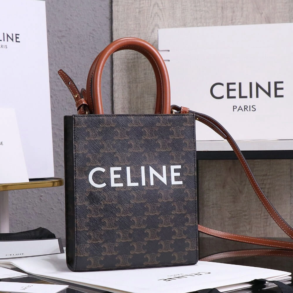 Elegant CELINE Mini Vertical Cabas IN Triomphe Canvas with Celine print 1595