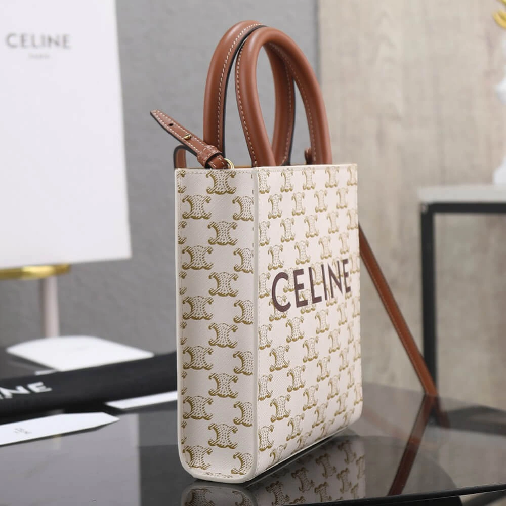 Comfortable CELINE Mini Vertical Cabas IN Triomphe Canvas with Celine print 1614
