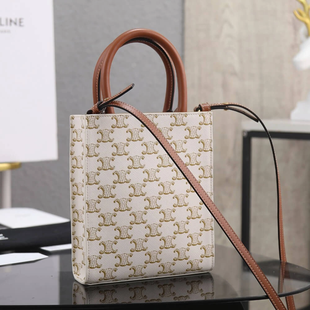 Comfortable CELINE Mini Vertical Cabas IN Triomphe Canvas with Celine print 1614