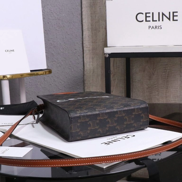Elegant CELINE Mini Vertical Cabas IN Triomphe Canvas with Celine print 1595