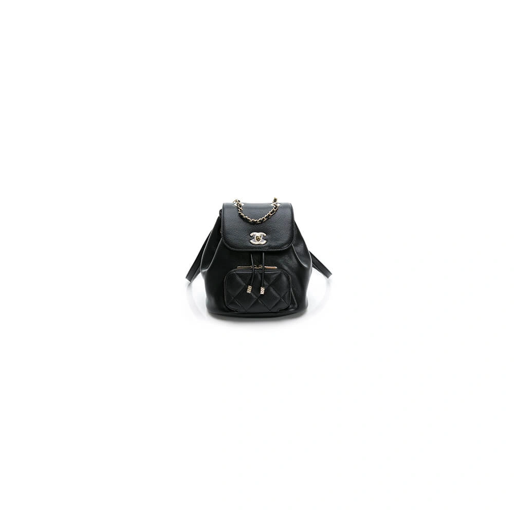 CHANEL 22B Black Caviar Backpack Small SmoothTexture 1223