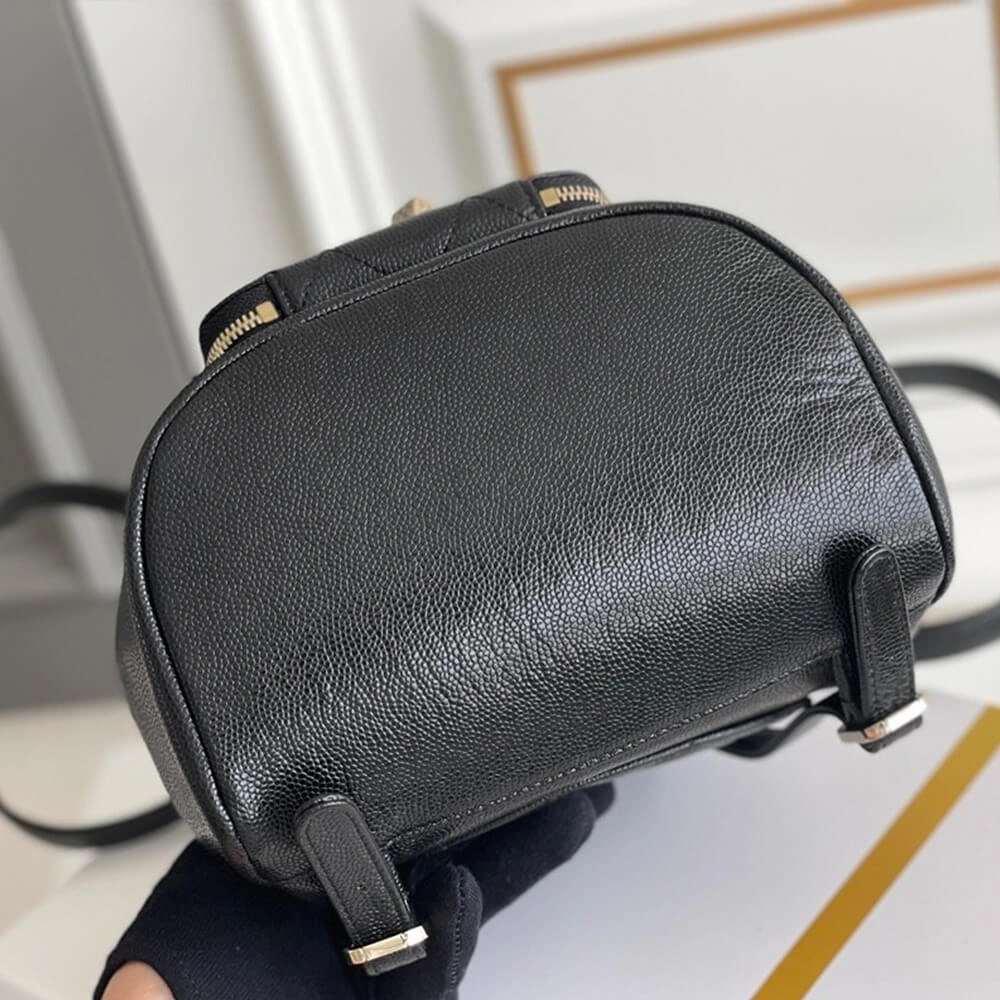 CHANEL 22B Black Caviar Backpack Small SmoothTexture 1223