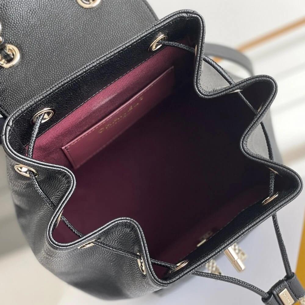 CHANEL 22B Black Caviar Backpack Small SmoothTexture 1223