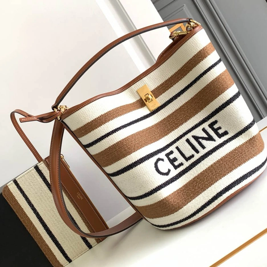UrbanStyle Celine BUCKET 16 BAG IN STRIPED TEXTILE WITH CELINE JACQUARD(high-end grade) 1608