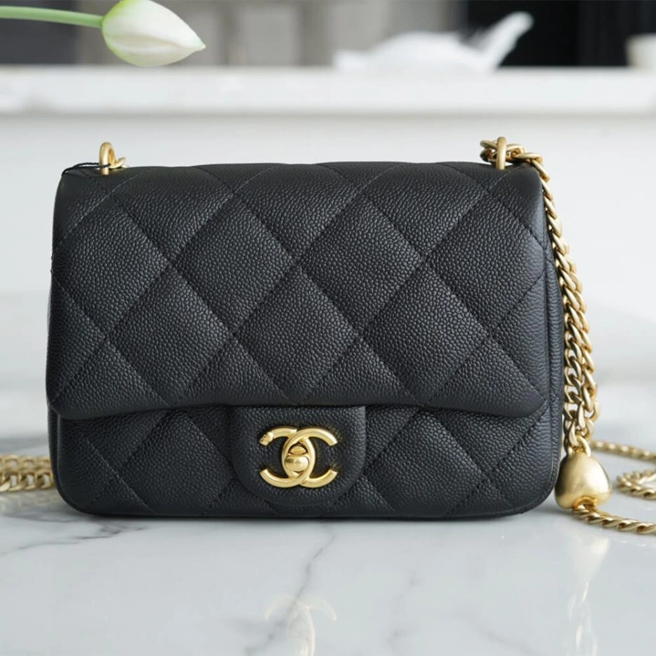 Chanel Love Gold Ball Chain Shoulder Bag Compact 1084