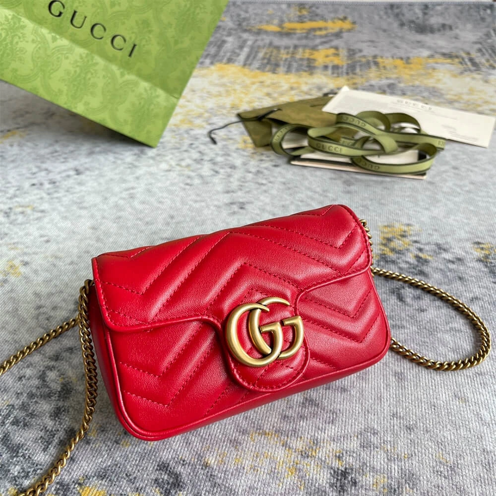 Packable GG Marmont matelasse leather super mini bag 971