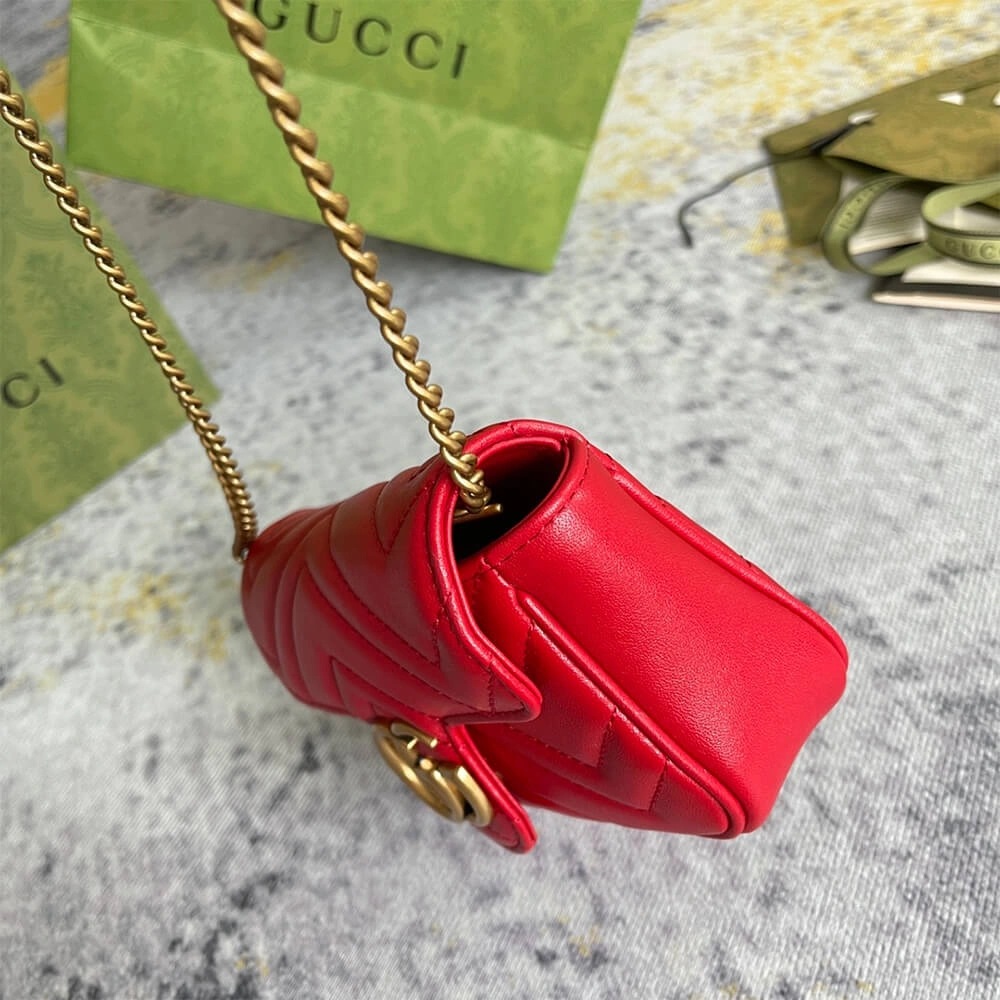 Packable GG Marmont matelasse leather super mini bag 971