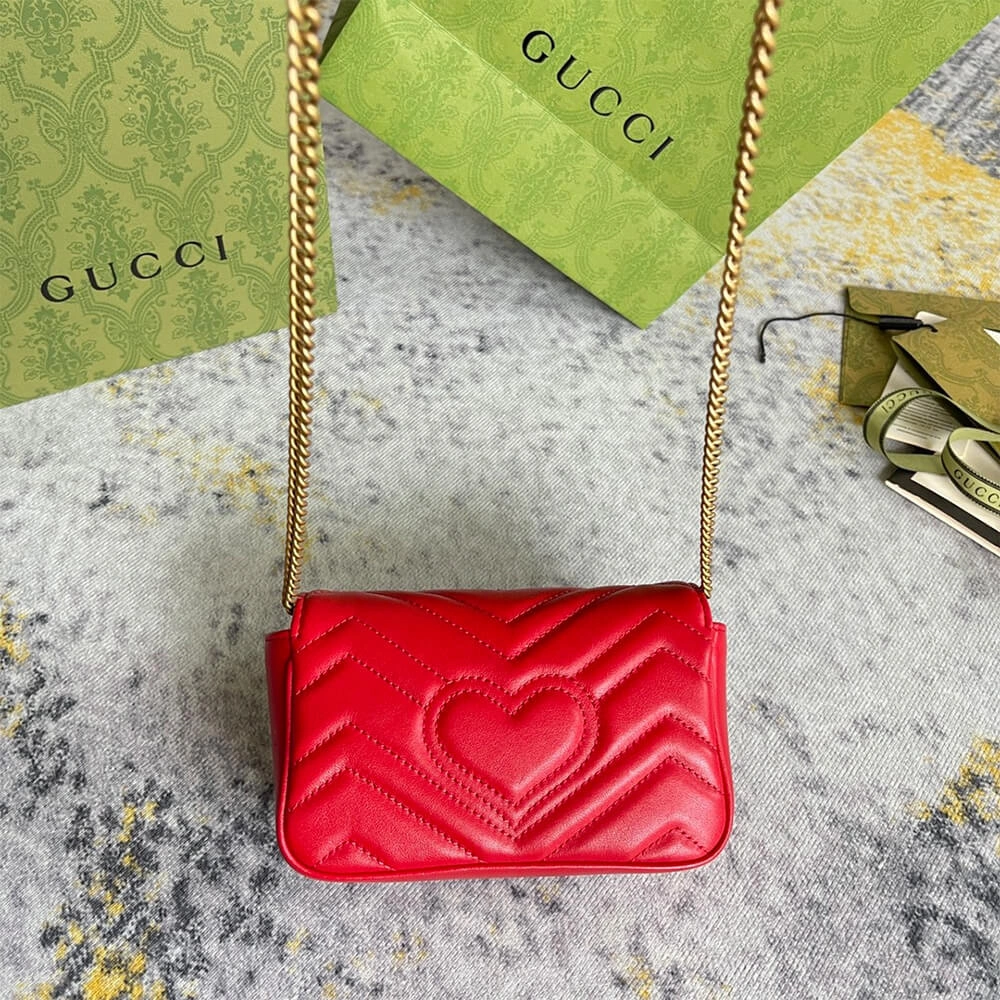 Packable GG Marmont matelasse leather super mini bag 971