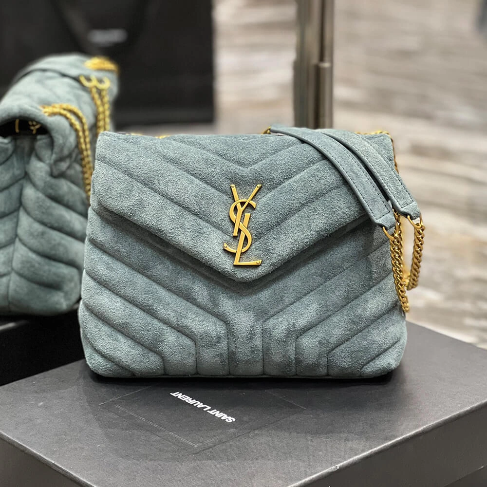 WaterResistant LOULOU SMALL CHAIN BAG IN “Y” QUILTED SUEDE 1433
