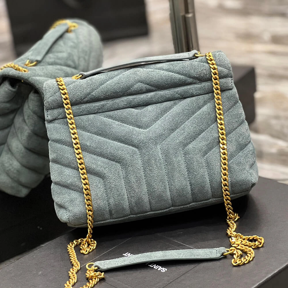 WaterResistant LOULOU SMALL CHAIN BAG IN “Y” QUILTED SUEDE 1433